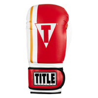 variant:Red/White/Yellow:: TITLE Boxing World Bag Boxing Gloves single glove back view