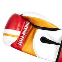 variant:Red/White/Yellow:: TITLE Boxing World Bag Boxing Gloves single glove palm view closeup