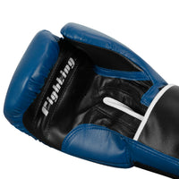 variant:Blue/Black::Fighting Sports Gloves and Wraps Bundle blue/black gloves side palm view