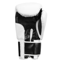 variant:White/Black::Fighting Sports Gloves and Wraps Bundle white/black gloves palm glove view