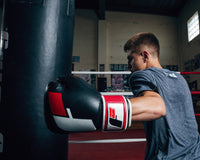 variant:black/red/white::Fighting Big Logo Boxing Gloves kid left hook
