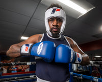 variant:white::Fighting USA Boxing Competition Open Face Headgear guy in ring