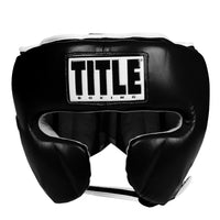 variant:black::TITLE Boxing Headgear and Groin Protector Bundle black headgear front view