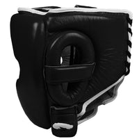 variant:black::TITLE Boxing Headgear and Groin Protector Bundle black headgear side view
