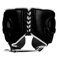 variant:black::TITLE Boxing Headgear and Groin Protector Bundle black headgear back view