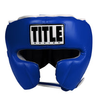 variant:blue::TITLE Boxing Headgear and Groin Protector Bundle blue headgear front view