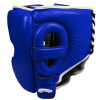 variant:blue::TITLE Boxing Headgear and Groin Protector Bundle blue headgear side view
