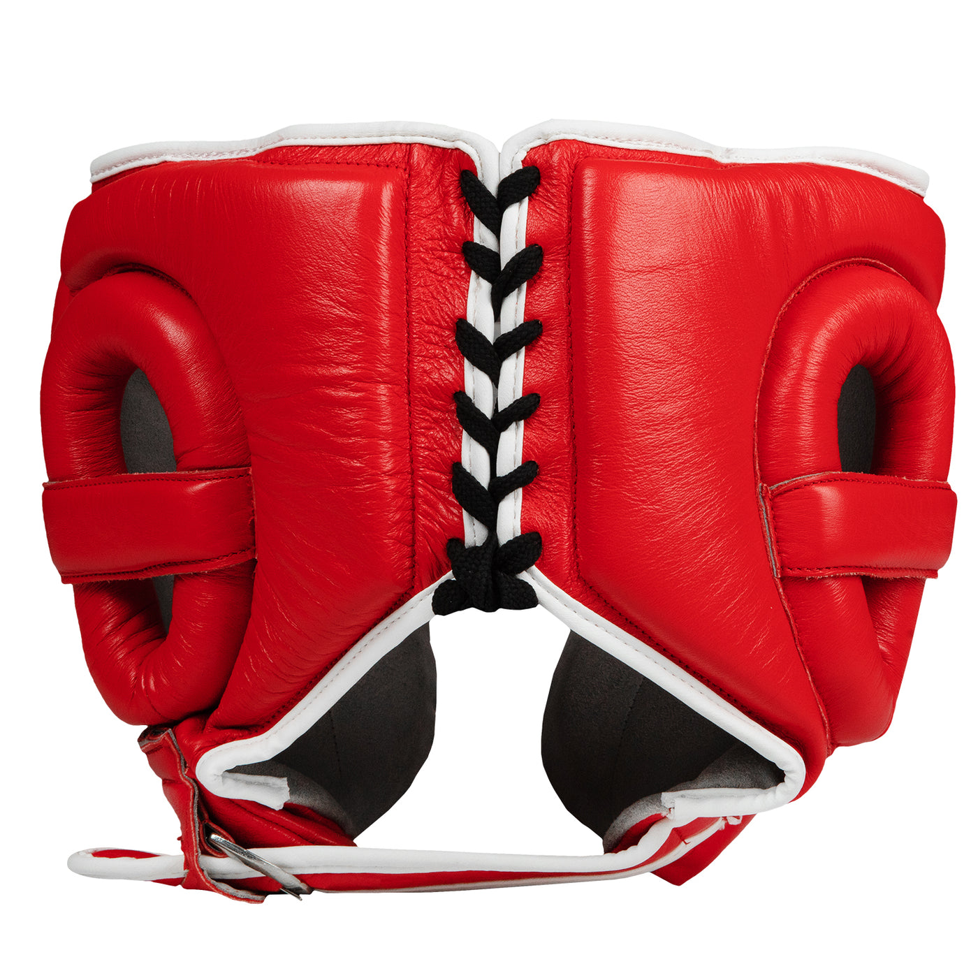 variant:red::TITLE Boxing Headgear and Groin Protector Bundle red headgear back view