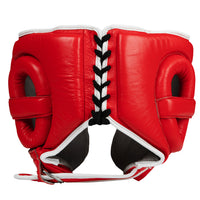 variant:red::TITLE Boxing Headgear and Groin Protector Bundle red headgear back view