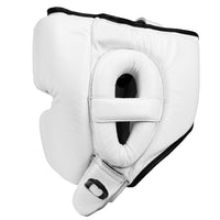variant:white::TITLE Boxing Headgear and Groin Protector Bundle white headgear side view