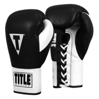 variant:black/white::TITLE Boxing Great official pro fight gloves  side view