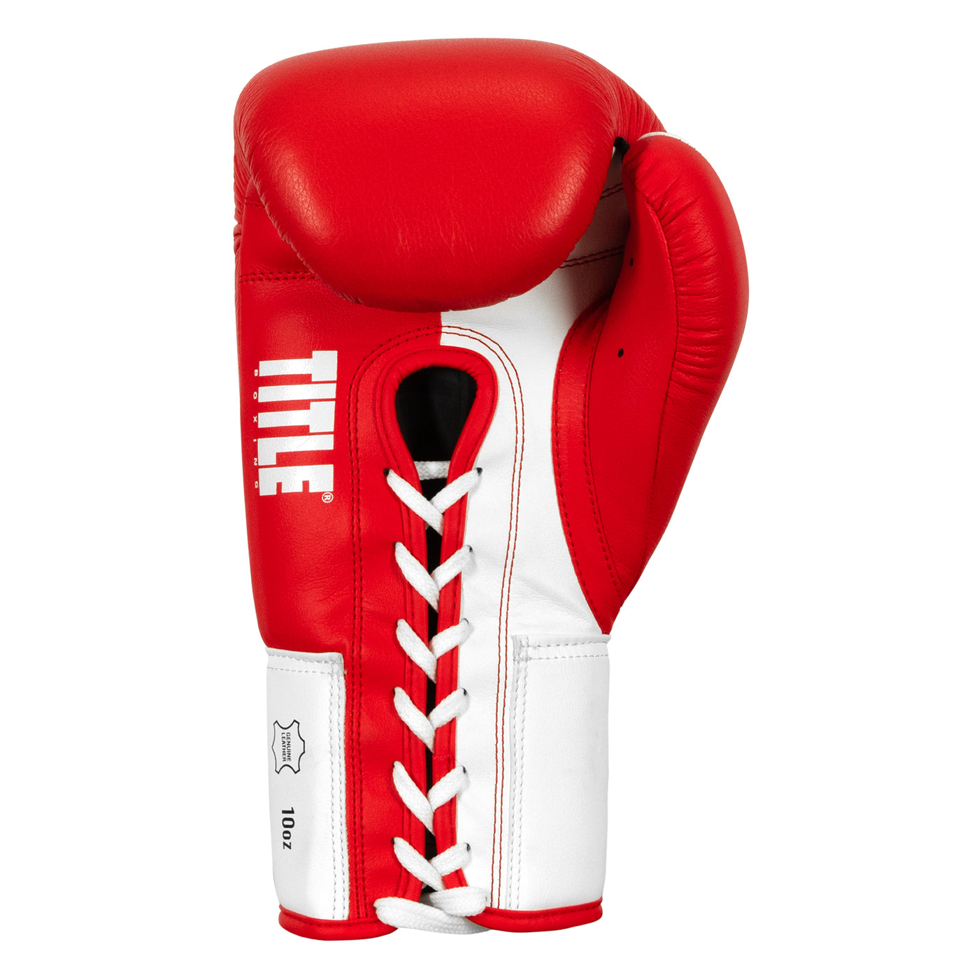 variant:red/white::TITLE Boxing Great Official Pro Fight Gloves back view