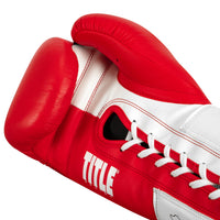variant:red/white::TITLE Boxing Great Official Pro Fight Gloves palm view