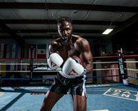 variant:white/black::TITLE Boxing Great Official Pro Fight Gloves boxer posing