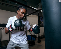 variant:Black/White::TITLE Boxing Gel Suspense Training Gloves boxer hitting bag\