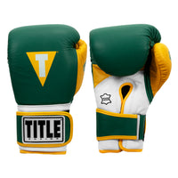 color:green/gold::TITLE Boxing Gel World V2T Bag Gloves main view