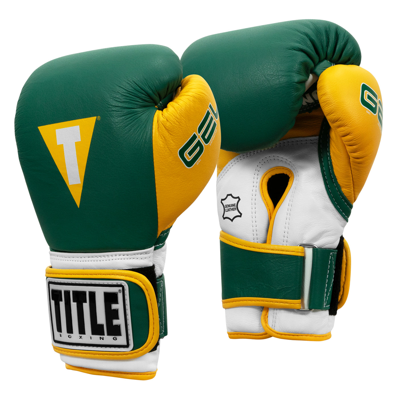variant:green/gold::TITLE Boxing Gel World V2T Bag Gloves sideview