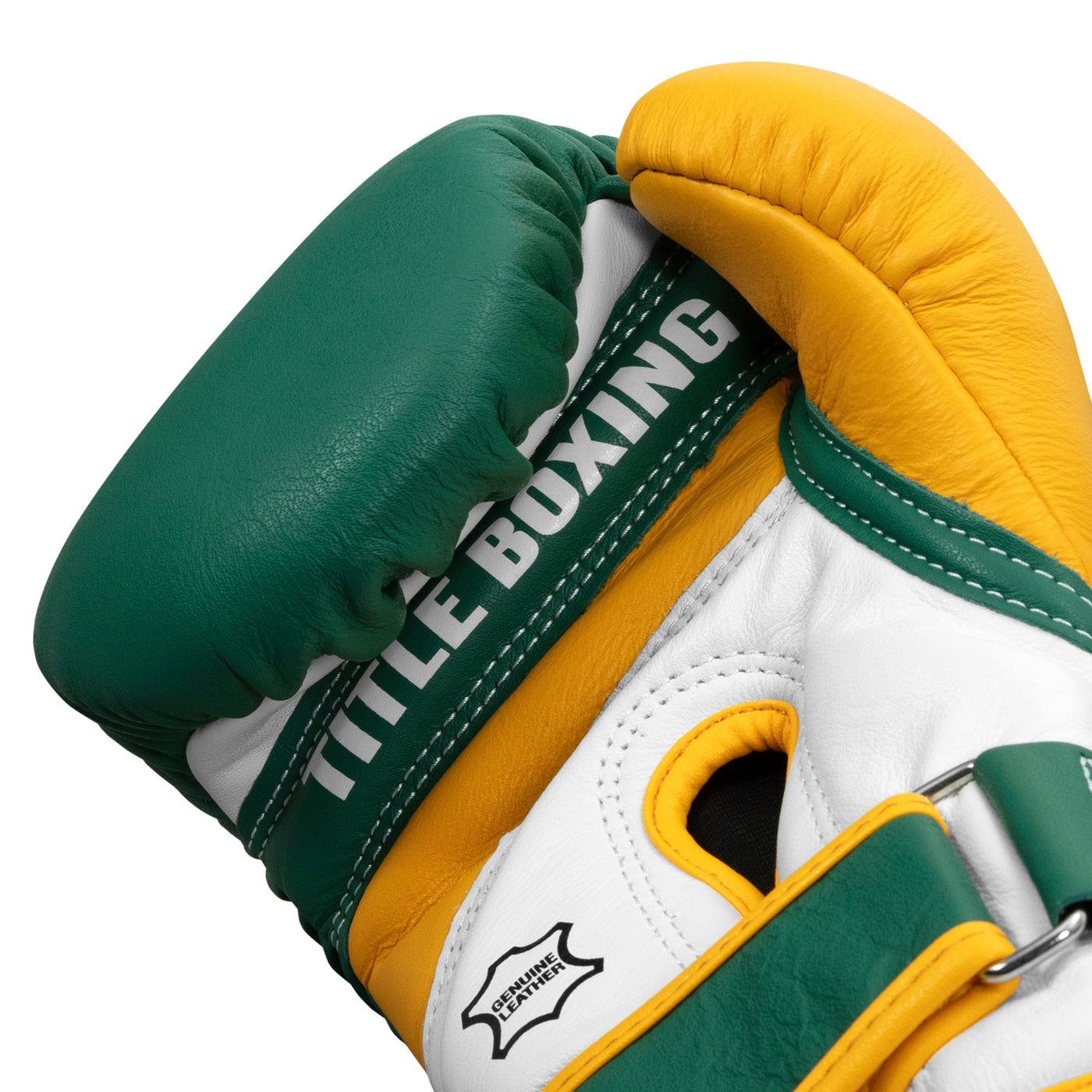 variant:green/gold::TITLE Boxing Gel World V2T Bag Gloves palm view