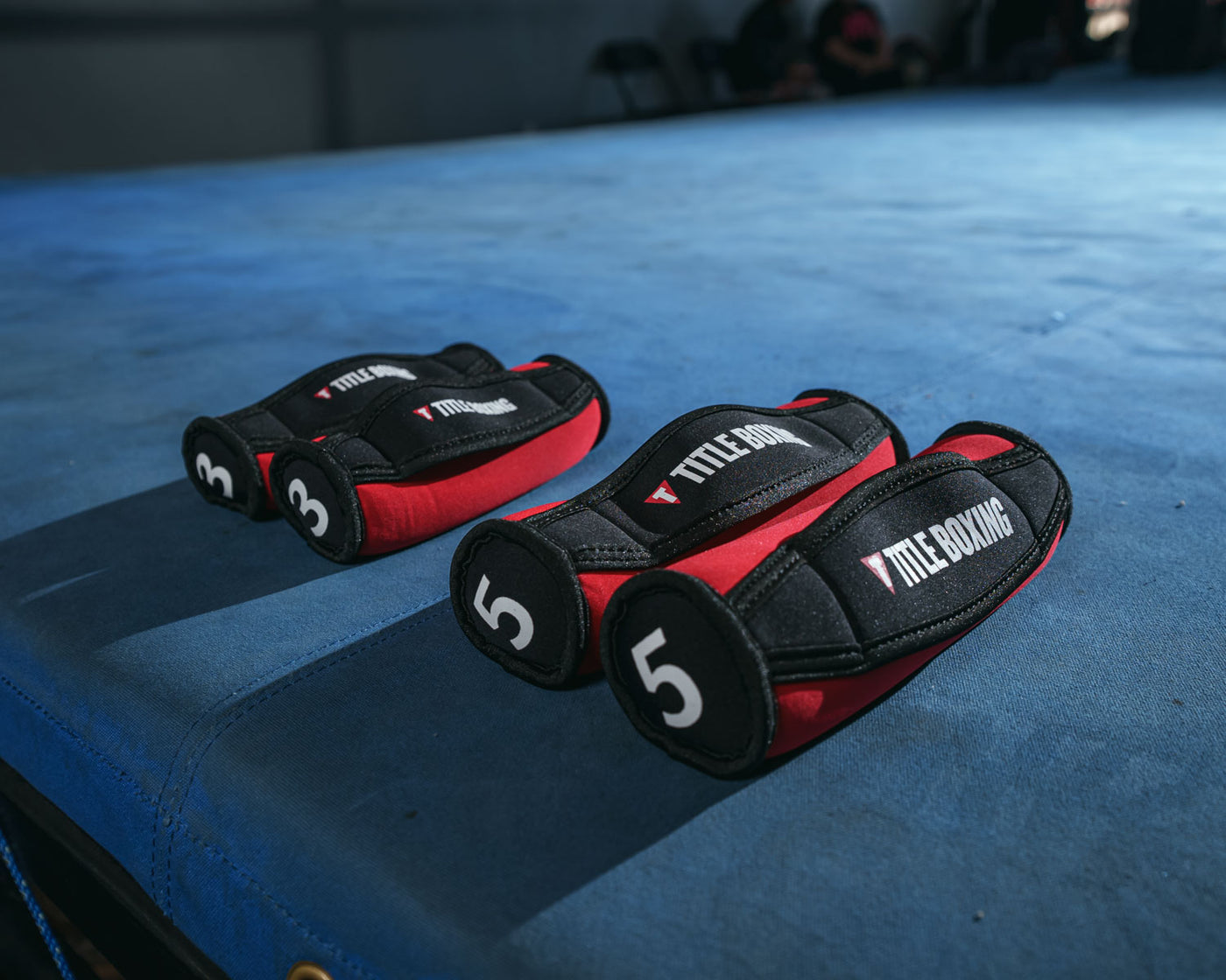 variant:lifestyle::TITLE Boxing Heavy-Hitter Hand Weights 2.0 both sizes on mat