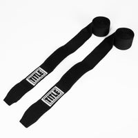 variant:black::TITLE Boxing Traditional Weave 180" Hand Wraps unrolled pair view
