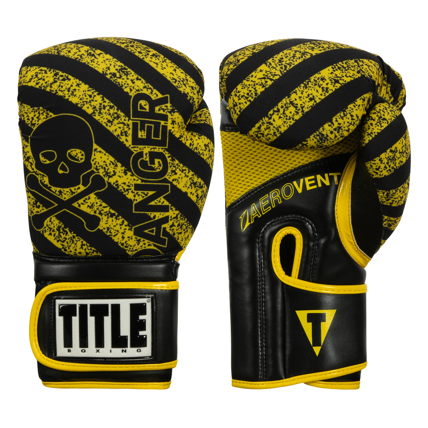 color:black/yellow::TITLE Boxing Infused Foam Danger Bag Gloves main view