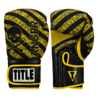 color:black/yellow::TITLE Boxing Infused Foam Danger Bag Gloves main view