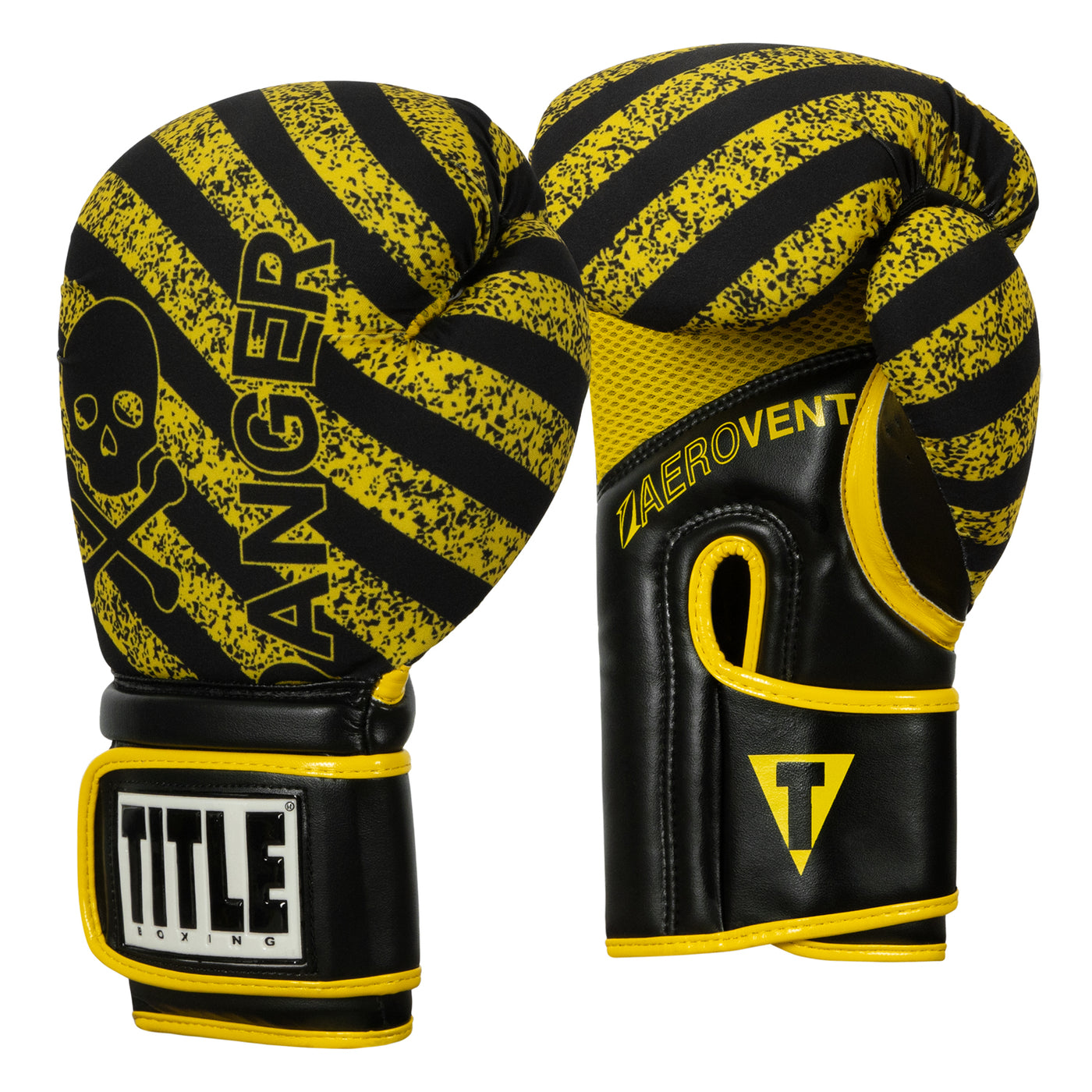 variant:black/yellow::TITLE Boxing Infused Foam Danger Bag Gloves side view
