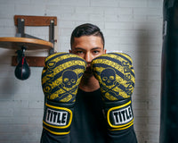 variant:black/yellow::TITLE Boxing Infused Foam Danger Bag Gloves kid hands up
