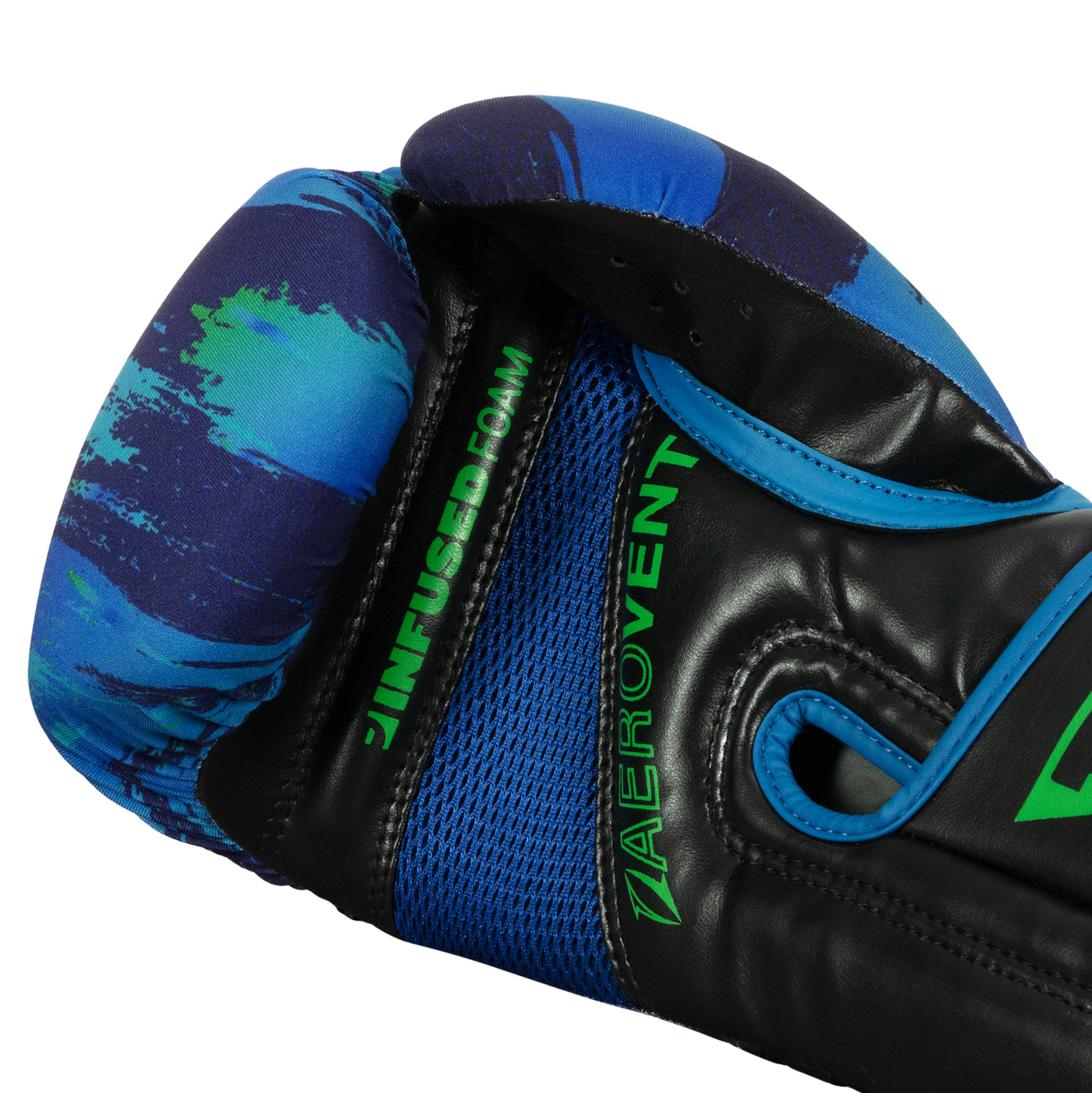 variant:Blue/Green::TITLE Boxing Infused Foam Electric Bag Gloves palm view