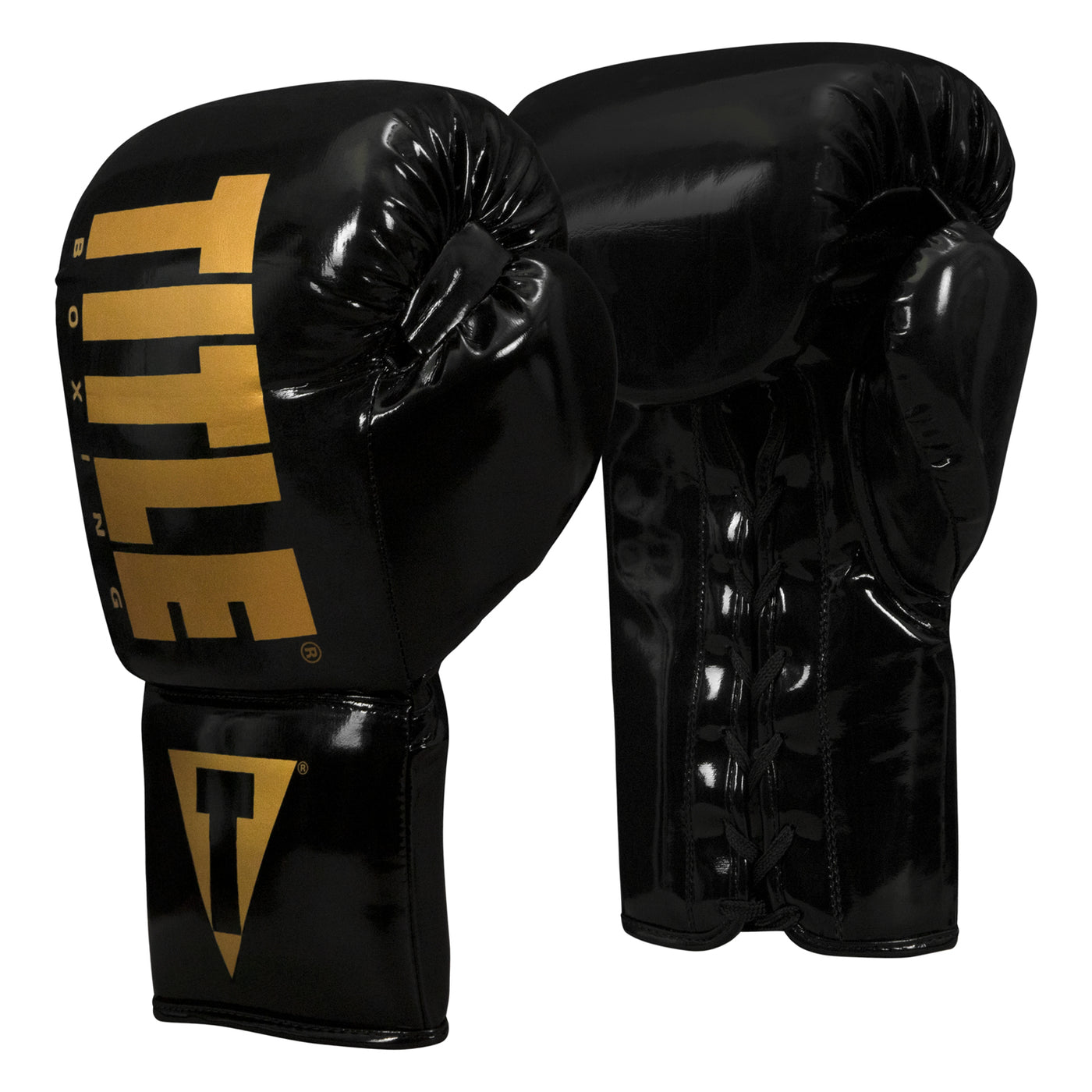 variant:Black/Gold::TITLE Boxing Inferno Intensity Lace Training Gloves side by side view