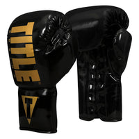 variant:Black/Gold::TITLE Boxing Inferno Intensity Lace Training Gloves side by side view