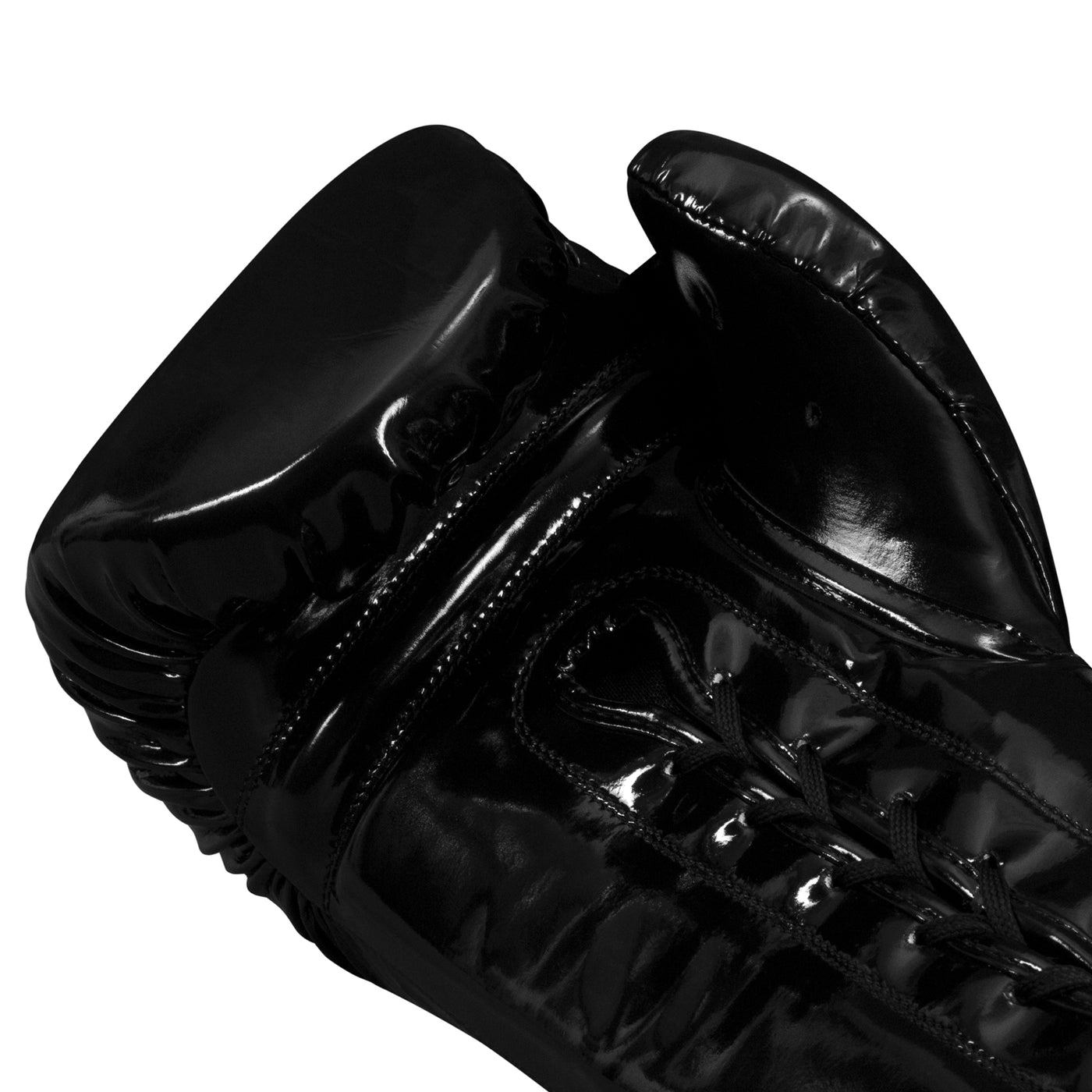 variant:Black/Gold::TITLE Boxing Inferno Intensity Lace Training Gloves palm view closeup
