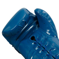 variant:Blue/White::TITLE Boxing Inferno Intensity Lace Training Gloves single glove palm view closeup