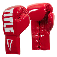 variant:Red/White::TITLE Boxing Inferno Intensity Lace Training Gloves side by side view
