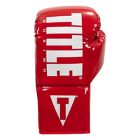 variant:red/white::TITLE Boxing Inferno Intensity Lace Training Gloves single glove back view