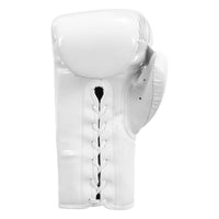 variant:White::TITLE Boxing Inferno Intensity Lace Training Gloves single glove palm view