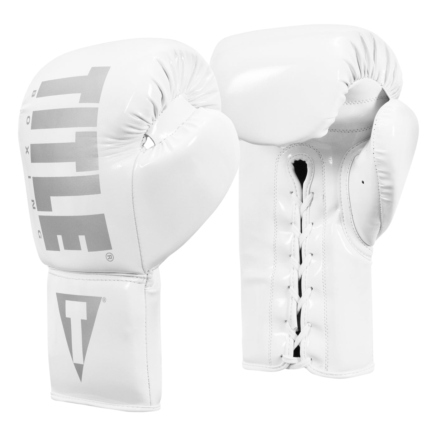 variant:White::TITLE Boxing Inferno Intensity Lace Training Gloves side by side view