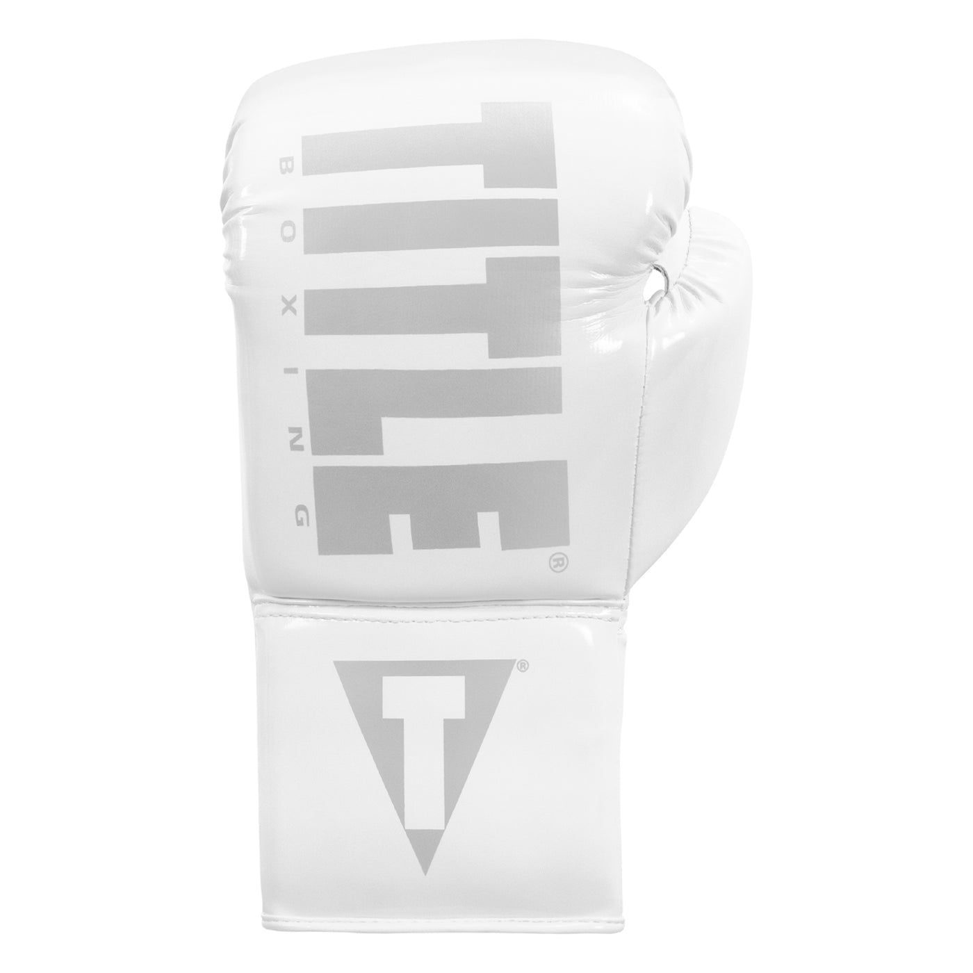 variant:White::TITLE Boxing Inferno Intensity Lace Training Gloves single glove back view