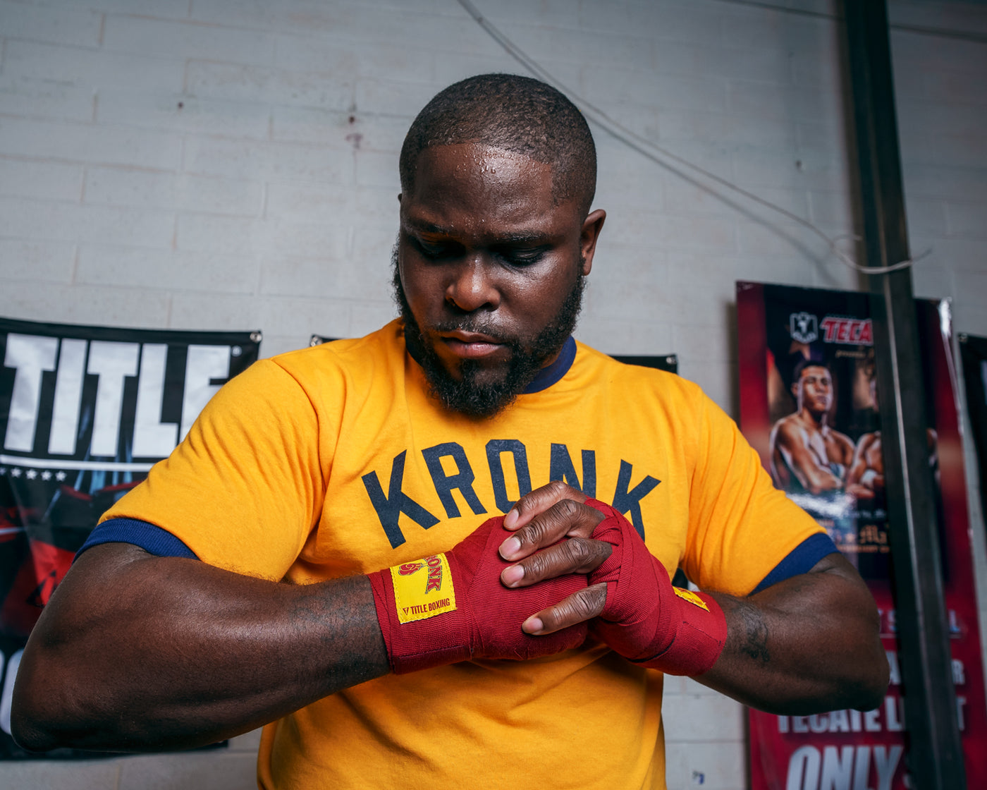 variant:red::KRONK Boxing Gym Hand Wraps hands together