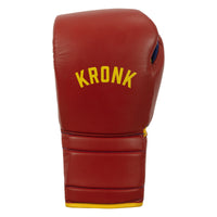 variant:Red/Gold::KRONK Boxing Gym Lace-Up Training Gloves front view
