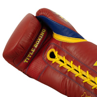 variant:Red/Gold::KRONK Boxing Gym Lace-Up Training Gloves palm view ALT VIEW