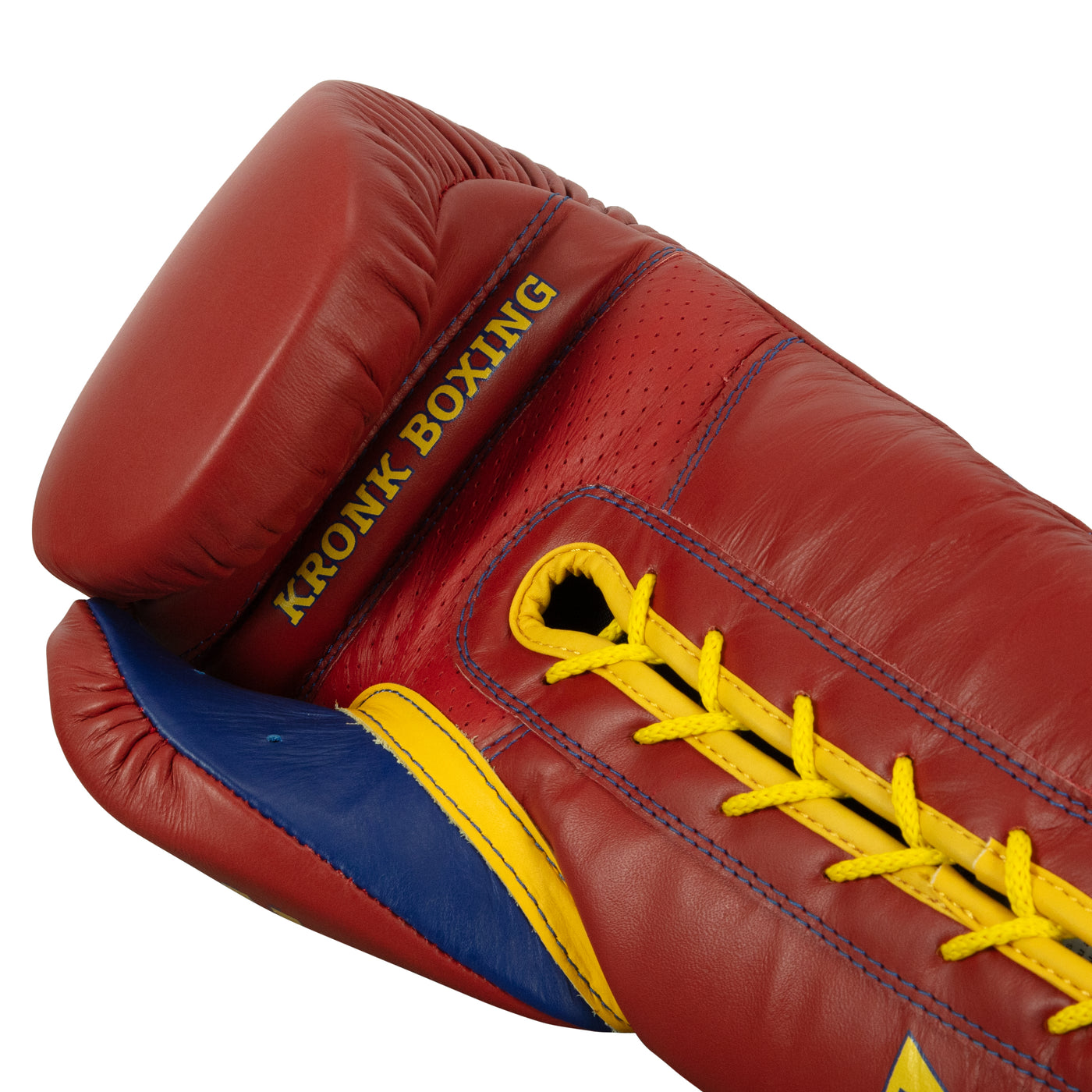 variant:Red/Gold::KRONK Boxing Gym Lace-Up Training Gloves palm view