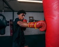 variant:Red/Gold::KRONK Boxing Gym Lace-Up Training Gloves kit jabbing bag