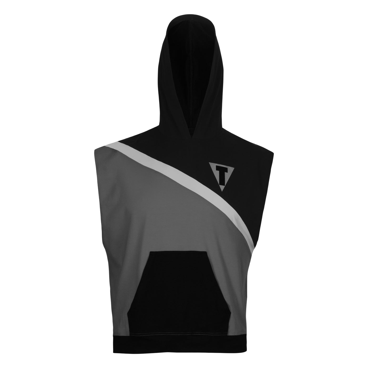 variant:black/grey::TITLE Boxing Split Combat Sleeveless Hoodie front view