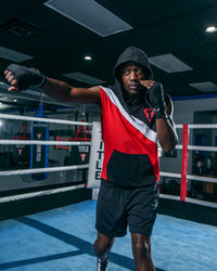 variant:black/red::TITLE Boxing Split Sleeveless Hoodie guy left jab