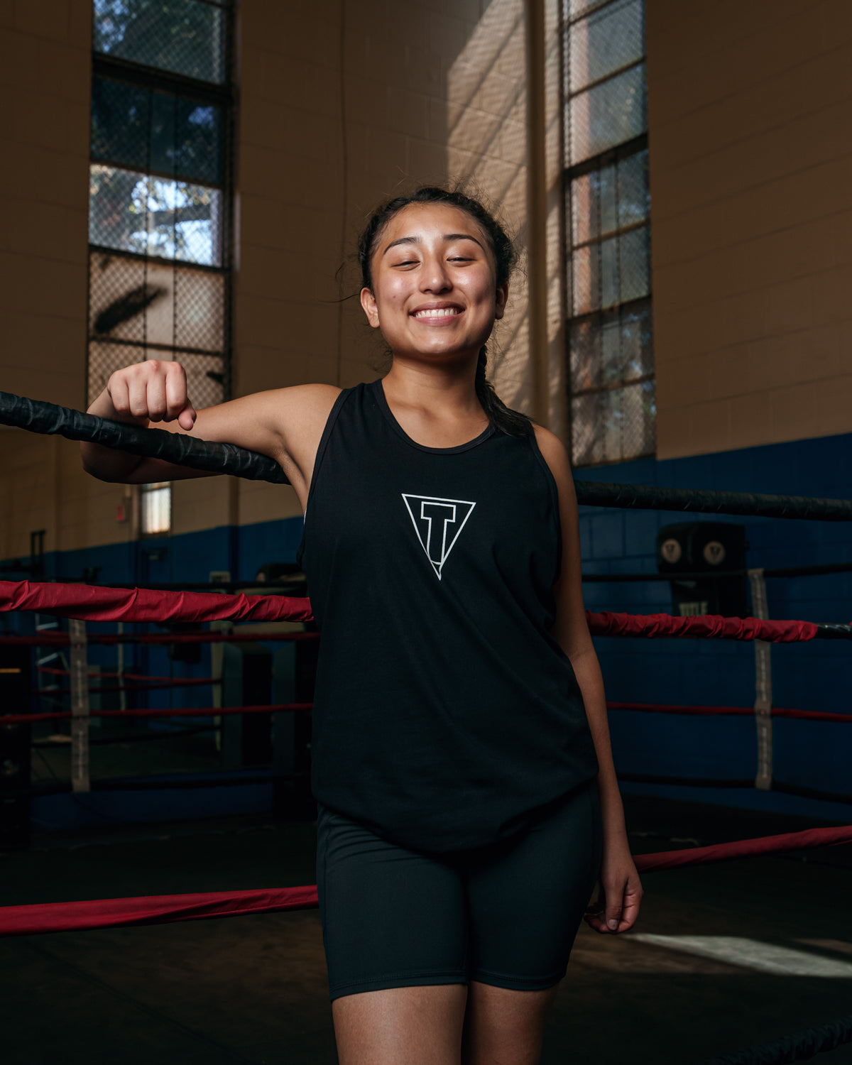 variant:black::TITLE Boxing Current Women's Tank girl in ring