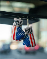 variant:USA::TITLE Boxing 3.5” Mini Boxing Gloves hanging rearview mirror