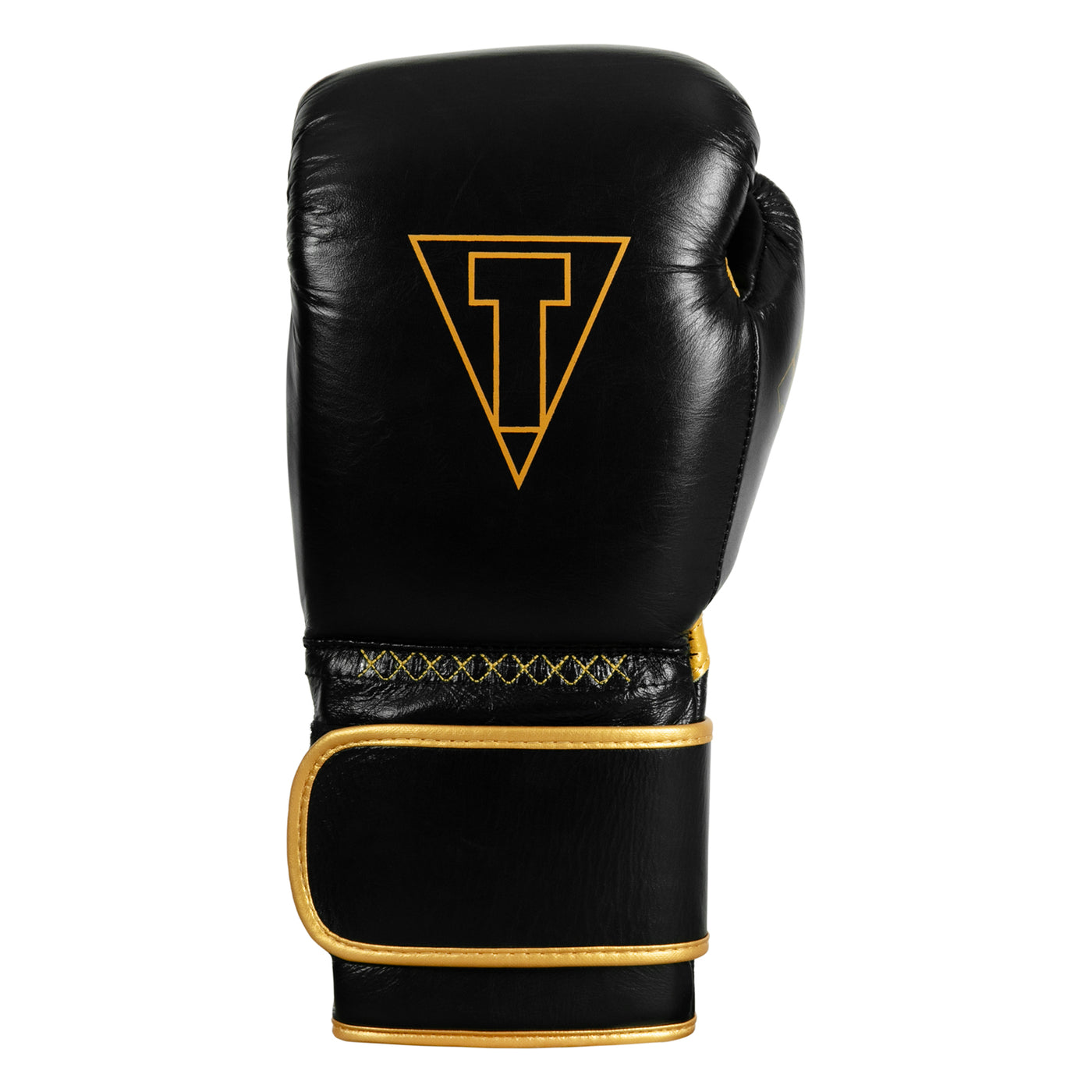 variant:black/gold::TITLE Boxing Momentum Pro Bag Gloves single glove back view
