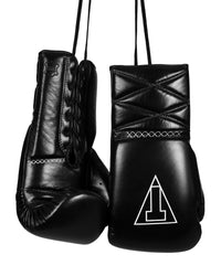 variant:black::TITLE Boxing Momentum Pro Sparring Gloves hanging by laces