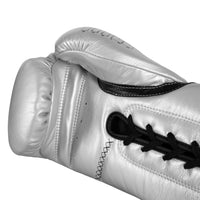 variant:silver/black::TITLE Boxing Momentum Pro Sparring Gloves single glove palm view closeup